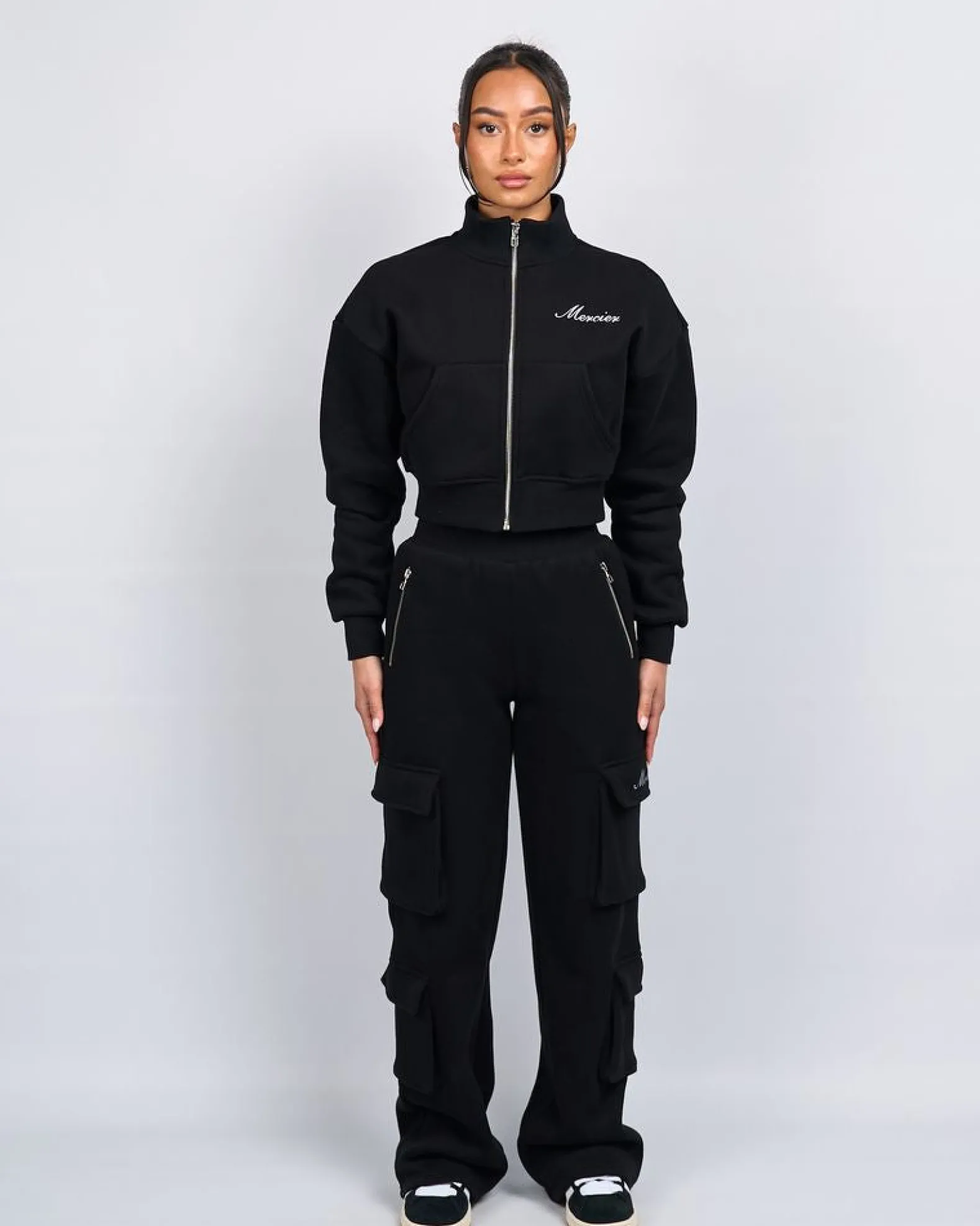 Womens Black Signature Jersey Cargo Pants